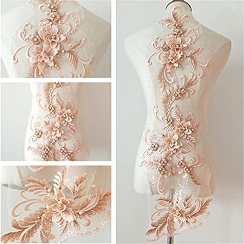 3D Spitze Flicken Applique Patch Stickerei Perlen Patches Blumenmotiv Spitzenbesatz für DIY Handwerk Nähen Ausschnitt Hochzeit Braut Kleidung Dekoration, Champagner-Rosa 3D Spitze Flicken Applique Patch Stickerei Perlen Patches Blumenmotiv Spitzenbesatz für DIY Handwerk Nähen Ausschnitt Hochzeit Braut Kleidung Dekoration, Champagner-Rosa von Duories
