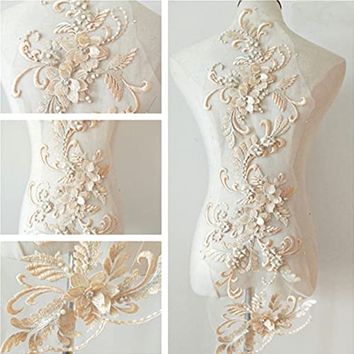 3D Spitze Flicken Applique Patch Stickerei Perlen Patches Blumenmotiv Spitzenbesatz für DIY Handwerk Nähen Ausschnitt Hochzeit Braut Kleidung Dekoration, Champagner 3D Spitze Flicken Applique Patch Stickerei Perlen Patches Blumenmotiv Spitzenbesatz für DIY Handwerk Nähen Ausschnitt Hochzeit Braut Kleidung Dekoration, Champagner von Duories