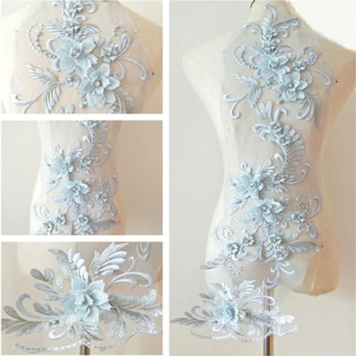 3D Spitze Flicken Applique Patch Stickerei Perlen Patches Blumenmotiv Spitzenbesatz für DIY Handwerk Nähen Ausschnitt Hochzeit Braut Kleidung Dekoration, Hellblau 3D Spitze Flicken Applique Patch Stickerei Perlen Patches Blumenmotiv Spitzenbesatz für DIY Handwerk Nähen Ausschnitt Hochzeit Braut Kleidung Dekoration, Hellblau von Duories