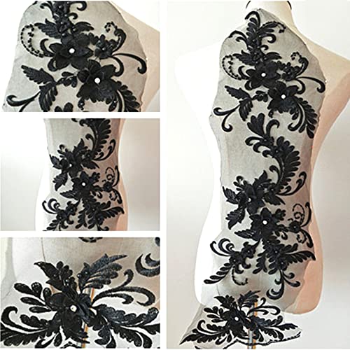 3D Spitze Flicken Applique Patch Stickerei Perlen Patches Blumenmotiv Spitzenbesatz für DIY Handwerk Nähen Ausschnitt Hochzeit Braut Kleidung Dekoration, Schwarz von Duories