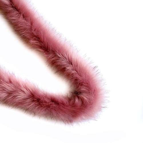 3m Kunstfell Band Flauschige Pelz Stoff Kunstpelz Stoff Furry Faux Strips Plüschband Zierband Dekoband Plüschstoff Plüsch Trim für DIY Basteln Nähen Kleidung Weihnachtsdeko 8-10cm breit Altrosa von Duories