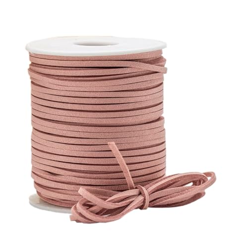 3mm x 45m Lederband Faux Wildleder Schnur Lederbänder Lederschnur Bastelschnur Schleifenband Geschenkband für DIY Schmuck Halsketten Armbänder Haarschleifen Scrapbooking Geschenk Verpacken,Altrosa A von Duories