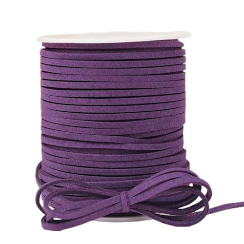 3mm x 45m Lederband Faux Wildleder Schnur Lederbänder Lederschnur Bastelschnur Schleifenband Geschenkband für DIY Schmuck Halsketten Armbänder Haarschleifen Scrapbooking Geschenk Verpacken,Lila von Duories