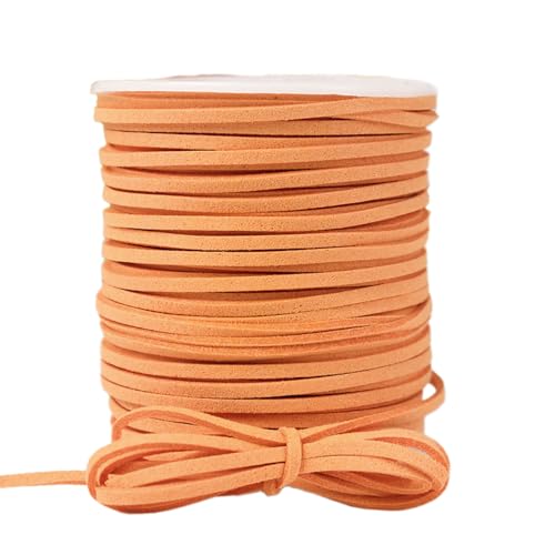 3mm x 45m Lederband Faux Wildleder Schnur Lederbänder Lederschnur Bastelschnur Schleifenband Geschenkband für DIY Schmuck Halsketten Armbänder Haarschleifen Scrapbooking Geschenk Verpacken,Orange von Duories