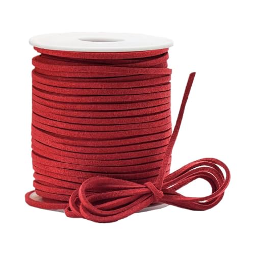 3mm x 45m Lederband Faux Wildleder Schnur Lederbänder Lederschnur Bastelschnur Schleifenband Geschenkband für DIY Schmuck Halsketten Armbänder Haarschleifen Scrapbooking Geschenk Verpacken,Rot von Duories