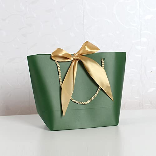 4 Stück Papiertüten Geschenktüte mit Schleifenbändern,37x25x26x11cm Geschenktaschen mit Griffen zum Verpacken von Geschenken für Geburtstag Hochzeit Feier Party Weihnachten Erntedankfest,Dunkelgrün von Duories