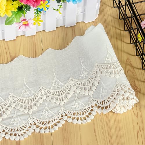 4 Yard 14cm Stickerei Baumwolle Spitzenband Spitzenborte Vintage Dekoband Zierband Borten Spitzen Bänder Spitzenstoff Spitze-Borten für DIY Basteln Nähen Hochzeit Deko Handwerk Deko, Beige 4 Yard 14cm Stickerei Baumwolle Spitzenband Spitzenborte Vintage Dekoband Zierband Borten Spitzen Bänder Spitzenstoff Spitze-Borten für DIY Basteln Nähen Hochzeit Deko Handwerk Deko, Beige von Duories