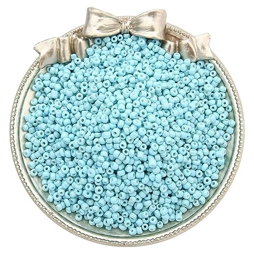 4000 Stück 2mm Glasperlen Rund,Mini Glasperlen,Glass Seed Beads,Handarbeitsglas Rocailles,Verstreute Perlen,für Handgemachte DIY Herstellung Armband Halskette Perlen Schmuck Accessoires,Helles Seeblau von Duories