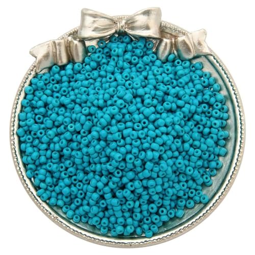 4000Stück 2mm Glasperlen Rund,Mini Glasperlen,Glass Seed Beads,Handarbeitsglas Rocailles,Verstreute Perlen,für Handgemachte DIY Herstellung Armband Halskette Perlen Schmuck Accessoires,Grünliches Blau von Duories