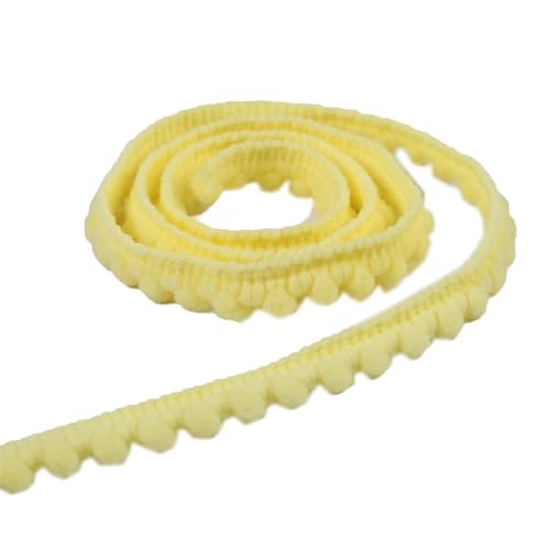 45 Yards 10mm Mini-Pomponborte zum Basteln, Bommelborte Dekoband Bommelband,Pomponband Fransenborte Spitzenband Zierband Dekoborte Pompons Borte zum Nähen,DIY Basteln Apparel Kleidung,Hellgelb von Duories