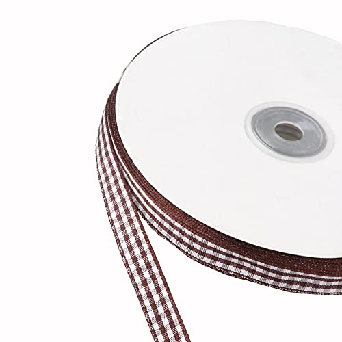 45m Karoband Schleifenband Geschenkband Vichy Bauernkaro Bänder zum Basteln,Stoffband Dekoband Bögen für Weihnachten Hochzeit Valentinstag Taufe Geburtstags Party Geschenk Verpackung,10mm Braun von Duories