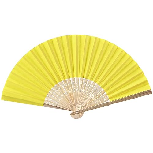 48 Stück Handfächer Hochzeit,Bunte Faltfächer Papierfächer Hochzeitsfächer Fächer Faltbar Gastgeschenk Asiatische Deko für DIY Sommer Hochzeitsdeko Geburttag Party Fotografie Wand Dekoration,Gelb von Duories