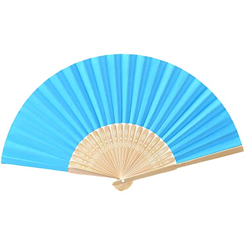 48 Stück Handfächer Hochzeit,Bunte Faltfächer Papierfächer Hochzeitsfächer Fächer Faltbar Gastgeschenk Asiatische Deko für DIY Sommer Hochzeitsdeko Geburttag Party Fotografie Wand Dekoration,Blau von Duories