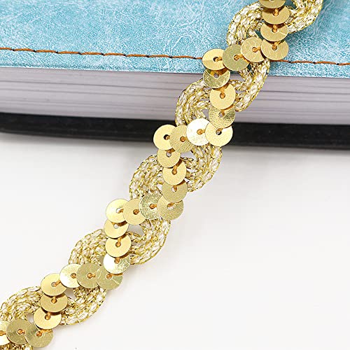 5 Meter 15mm Pailletten Spitzenband Paillettenband Spitzenborte Dekoband Zierband Borten Bänder Bling Glitzer Pailletten Bänder Trim Bortenband für DIY Nähen Handwerk Deko Bastelprojekte,Gold von Duories