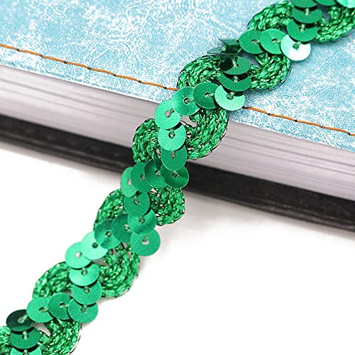 5 Meter 15mm Pailletten Spitzenband Paillettenband Spitzenborte Dekoband Zierband Borten Bänder Bling Glitzer Pailletten Bänder Trim Bortenband für DIY Nähen Handwerk Deko Bastelprojekte,Grün von Duories