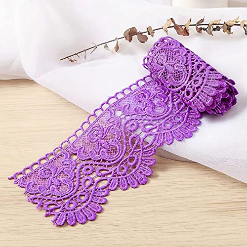 5 Yard 10cm Breite Milchseide Vintage Spitzenborte Spitzenband Spitzenbordüre Stickerei Dekoband Zierband Spitze Blumenband Borte für Nähen Handwerk Dessous Hochzeitskleid Hochzeit Haus Deko,Lila von Duories