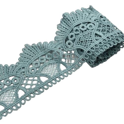 5 Yard 6cm Breite Wasserlösliche Stickerei-Spitze aus Milchseide Vintage Spitzenborte Spitzenband Spitzenbordüre Dekoband Zierband Spitze Für DIY-Nähen,Hochzeitsdekoration,Heimdekoration,Blau von Duories