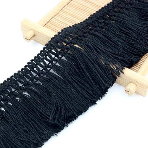 5 Yard 8cm Breit Baumwolle Quaste Fransen Quasten DIY Zubehör Fransenborte Quaste Baumwollspitze für Bekleidungszubehör Nähen Handwerk Hochzeit Deko Handwerk & Dekoration, Schwarz von Duories