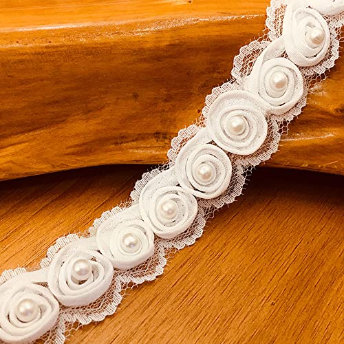 5 Yard Breite 3cm Perle Rose Spitzenband Häkelspitze Häkel-Borte Spitzenborte Spitzenbesatz Lace Spitze Trim Band Nähen Dekoband für DIY Basteln Nähen Kleidung Tischdeko Hochzeit Brautkleid Dekor von Duories