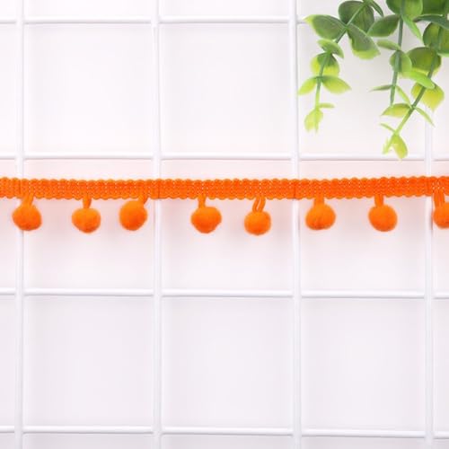 5 Yards 10mm Pomponborte zum Basteln, Bommelborte Dekoband Bommelband,Pomponband Fransenborte Spitzenband Zierband Dekoborte Pompons Borte zum Nähen,DIY Basteln Apparel Kleidung,Kostüme,Orange von Duories