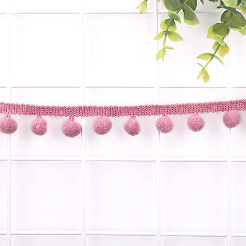 5 Yards 12mm Pompons Borte zum Basteln,Dekoband Mit Bommeln Bälle Pom Poms Fransenborte Zierband Dekoborte Nähzubehör für DIY Basteln Apparel Kleidung,Kostüme,Nähen,Dekoration,Altes Rosa von Duories