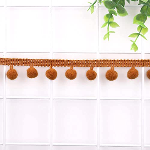 5 Yards 12mm Pompons Borte zum Basteln,Dekoband Mit Bommeln Bälle Pom Poms Fransenborte Zierband Dekoborte Nähzubehör für DIY Basteln Apparel Kleidung,Kostüme,Nähen,Dekoration,Leichter Kaffee von Duories