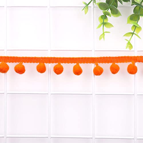 5 Yards 12mm Pompons Borte zum Basteln,Dekoband Mit Bommeln Bälle Pom Poms Fransenborte Zierband Dekoborte Nähzubehör für DIY Basteln Apparel Kleidung,Kostüme,Nähen,Dekoration,Orange von Duories