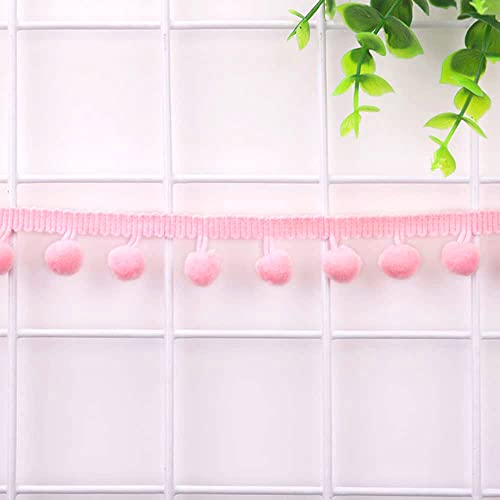 5 Yards 12mm Pompons Borte zum Basteln,Dekoband Mit Bommeln Bälle Pom Poms Fransenborte Zierband Dekoborte Nähzubehör für DIY Basteln Apparel Kleidung,Kostüme,Nähen,Dekoration,Rosa von Duories