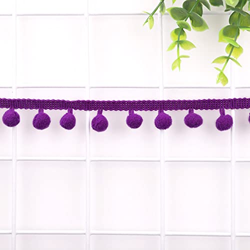 5 Yards 12mm Pompons Borte zum Basteln,Dekoband Mit Bommeln Bälle Pom Poms Fransenborte Zierband Dekoborte Nähzubehör für DIY Basteln Apparel Kleidung,Kostüme,Nähen,Dekoration,Violett von Duories
