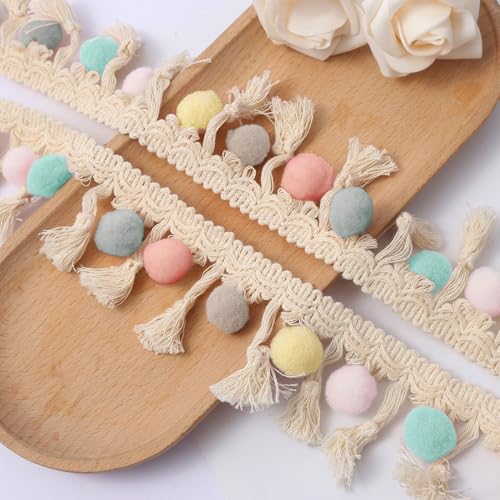 5 Yards Bunt Pomponborte zum Basteln,Dekoband Mit Pom Poms Bommelborte Dekoband Bommelband,Pomponband Fransenborte Fransenbordüre Fransenband Zierband Dekoborte Pompons Borte zum Nähen,Bunt 5 Yards Bunt Pomponborte zum Basteln,Dekoband Mit Pom Poms Bommelborte Dekoband Bommelband,Pomponband Fransenborte Fransenbordüre Fransenband Zierband Dekoborte Pompons Borte zum Nähen,Bunt von Duories