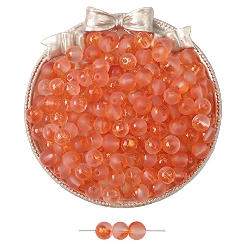50 Stück 8 mm Glasperlen,Gefrostete Runde Perlen aus Glas,Verstreute Perlen, Runde Bastel Perlen mit Löchern,für Handgemachte DIY Herstellung Armband Halskette Perlen Schmuck,Farbverlauf orange von Duories