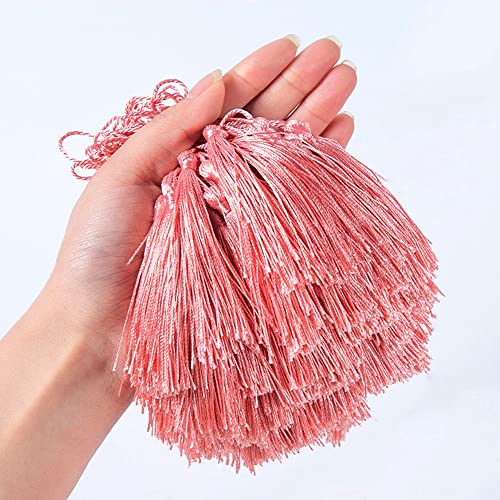 50 Stück Handgefertigte Seidige Mini Quasten,Bunte Quasten-Lesezeichen,Gerade Quasten Anhänger mit Seile Schlaufe für Schmuckherstellung DIY Handwerk Zubehör Taschen Lesezeichen Souvenirs,Rosa B von Duories