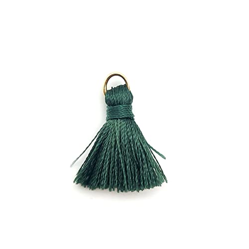 50 Stück Mini Quasten Anhänger,2cm Seidige Gerade Fransen Tassel Troddel Armband Schlüsselanhänger Basteln Quaste für Ohrringe Schmuckherstellung Taschen Lesezeichen DIY Handwerk Zubehör,Armeegrün von Duories