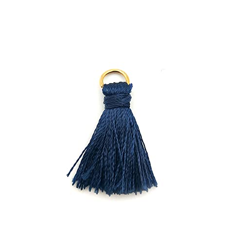 50 Stück Mini Quasten Anhänger,2cm Seidige Gerade Fransen Tassel Troddel Armband Schlüsselanhänger Basteln Quaste für Ohrringe Schmuckherstellung Taschen Lesezeichen DIY Handwerk Zubehör,Navy blau von Duories