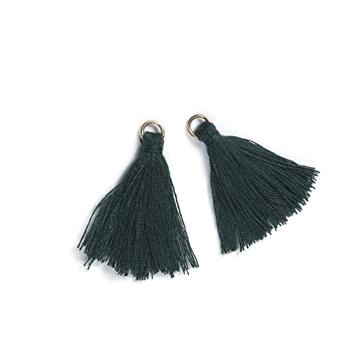 50 Stück Mini Quasten Anhänger,3cm Baumwolle Fransen Tassel Troddel Armband Schlüsselanhänger Basteln Quaste für Ohrringe Schmuckherstellung Taschen Lesezeichen DIY Handwerk Zubehör,Dunkelgrün von Duories