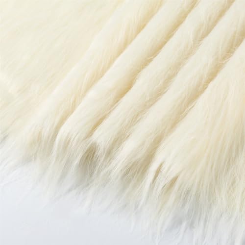 50cmx180cm Flauschige Kunstpelzband Kunstfell Band Fellstoff, Furry Faux Pelz Stoff Dekoband Zierband Plüsch Trim Plüschstoff Plüschband Borten Bänder zum Nähen Kleidung Weihnachtsdeko,Beige von Duories