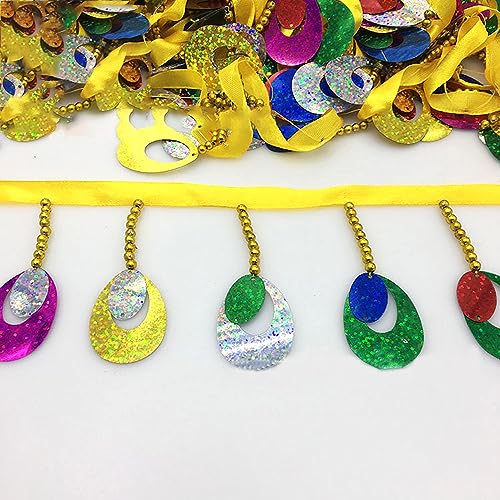 5m Glitter Pailletten Anhänger Fransenborte Fransenbordüre Fransenband Zierband Dekoband Fransen-Borten Quaste Bänder zum Nähen,Für DIY Handwerk Kleidung Dessous Kostüme Vorhänge Dekoration,Buntes 5m Glitter Pailletten Anhänger Fransenborte Fransenbordüre Fransenband Zierband Dekoband Fransen-Borten Quaste Bänder zum Nähen,Für DIY Handwerk Kleidung Dessous Kostüme Vorhänge Dekoration,Buntes von Duories