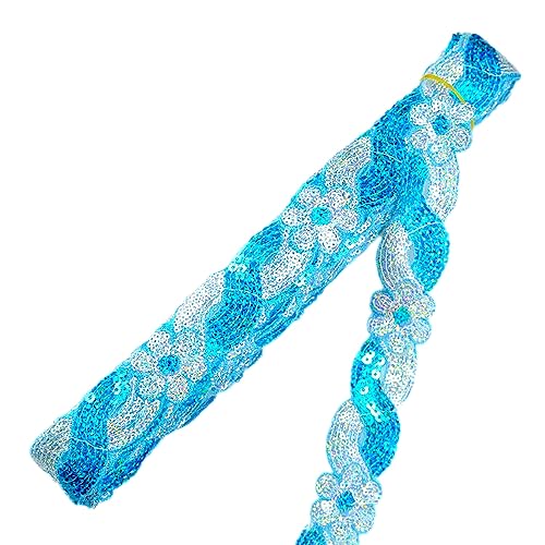 5m Glitzer Stickerei Paillette Blumen Spitzenband Spitzenborte,Blumenband Bänder Dekoband Zierband Spitzenbordüre für DIY Nähen Kleidung Dessous Kostüme Vorhänge Deko,4cm Breite Himmelblau Silber 5m Glitzer Stickerei Paillette Blumen Spitzenband Spitzenborte,Blumenband Bänder Dekoband Zierband Spitzenbordüre für DIY Nähen Kleidung Dessous Kostüme Vorhänge Deko,4cm Breite Himmelblau Silber von Duories