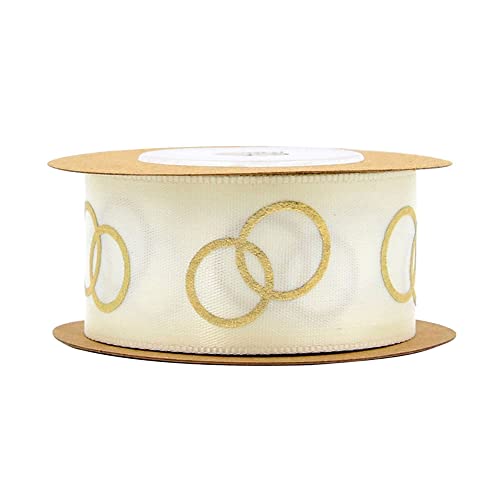 5m x 25mm Geschenkband Gold/Silber Dekoband Satinband Breite Stoffband Chiffonband für Geschenkverpackung,Hochzeit,Party,Handbuch Bowknot(Goldener Ring) von Duories