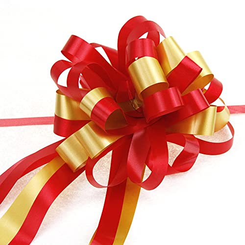 6 STK Autoschleifen Auto Bow Bogen Schleife,Geschenkschleifen Dekoschleifen Pull Bögen Geschenkbänder für Auto Dekor Hochzeit New Houses Party Feier Weihnachten Geburtstage Geschenverpackung,rot Gold von Duories