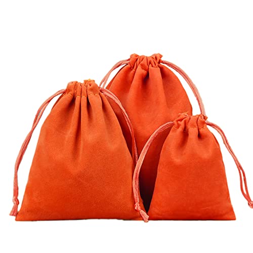 6 Stück Samtbeutel Schmuckbeutel, Kleine Stoff Beutel mit Kordelzug, Samt Säckchen Geschenkbeutel Stoffsäckchen zum Befüllen für Schmuck Hochzeit Weihnachten Geburtstag Party Geschenk,15x20cm Orange von Duories