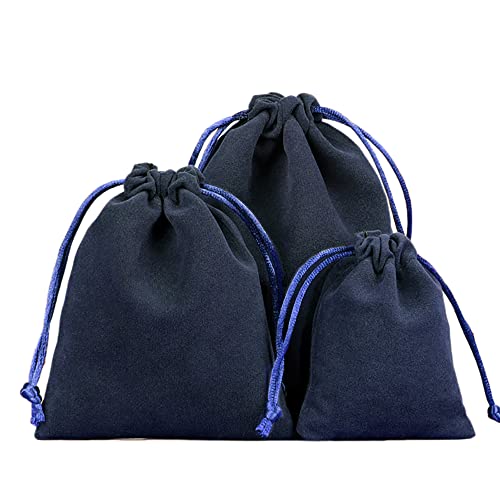 6 Stück Samtbeutel Schmuckbeutel,Kleine Stoff Beutel mit Kordelzug,Samt Säckchen Geschenkbeutel Stoffsäckchen zum Befüllen für Schmuck Hochzeit Weihnachten Geburtstag Party Geschenk,20x25cm Navy blau von Duories