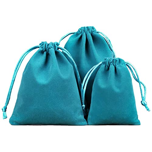 6 Stück Samtbeutel Schmuckbeutel,Kleine Stoff Beutel mit Kordelzug,Samt Säckchen Geschenkbeutel Stoffsäckchen zum Befüllen für Schmuck Hochzeit Weihnachten Geburtstag Party Geschenk,8x10cm blauer See von Duories