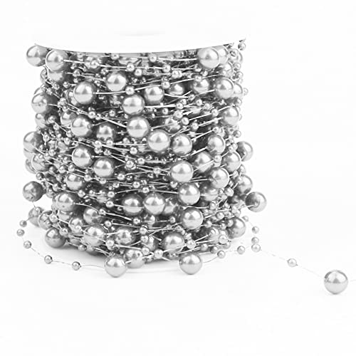 60m Perlengirlande Perlenband Perlenkette Perlenschnur Geschenkband Dekoband mit Perlen für DIY Basteln Party Tischdeko Hochzeit Braut Haarschmuck Ohrringe Halskette Brautstrauß Weihnachten,Grau 60m Perlengirlande Perlenband Perlenkette Perlenschnur Geschenkband Dekoband mit Perlen für DIY Basteln Party Tischdeko Hochzeit Braut Haarschmuck Ohrringe Halskette Brautstrauß Weihnachten,Grau von Duories
