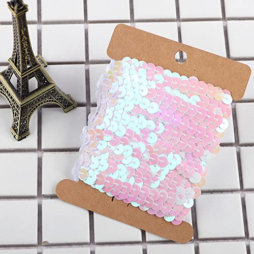 6mm 10 Yards Kunststoff Pailletten Bänder Farbiges Glitzer Paillettenband Paillettenborte Pailletten-Borten Glitzer Sequins Roll Ornament Applikation für DIY Handwerk Armband Stirnband Deko,Hellrosa von Duories