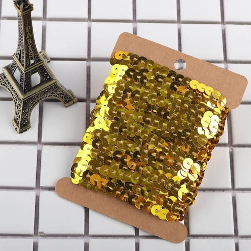 6mm 10 Yards Kunststoff Pailletten Bänder Farbiges Glitzer Paillettenband Paillettenborte Pailletten-Borten Glitzer Sequins Roll Ornament Applikation für DIY Handwerk Armband Stirnband Deko,Golden 6mm 10 Yards Kunststoff Pailletten Bänder Farbiges Glitzer Paillettenband Paillettenborte Pailletten-Borten Glitzer Sequins Roll Ornament Applikation für DIY Handwerk Armband Stirnband Deko,Golden von Duories