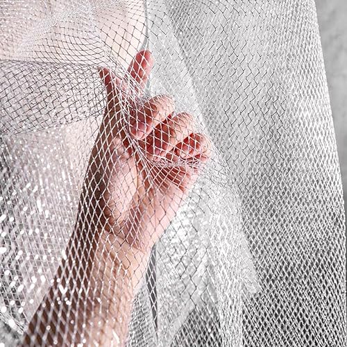 90cm x 150cm Netztüll Stoffe zum Nähen,Bling Glitzer Tüllstoff Dekostoff Tüll Mash Stoffe für Bekleidung Tüllrock Hochzeitskleid Schleier Tischdecken Bogen Hochzeit Party Deko Crafts Geschenk,Silber 90cm x 150cm Netztüll Stoffe zum Nähen,Bling Glitzer Tüllstoff Dekostoff Tüll Mash Stoffe für Bekleidung Tüllrock Hochzeitskleid Schleier Tischdecken Bogen Hochzeit Party Deko Crafts Geschenk,Silber von Duories