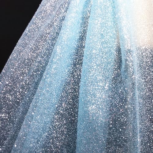 90cm x 150cm Tüllstoff Mash Stoffe Netzstoff zum Nähen,Bling Funkeln Glitzer Tüll Stoffe Dekostoff für DIY Basteln Bekleidung Tüllrock Hochzeitskleid Schleier Tischdecken Hochzeit Party Deko，Blau von Duories