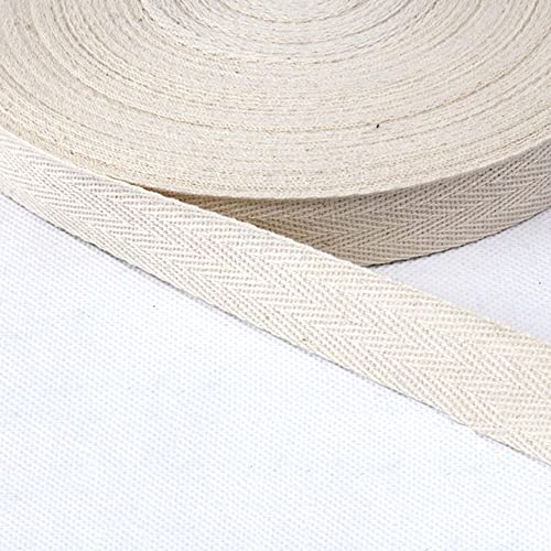 Baumwolle Schrägband,25 Yards x 10mm Einfassband Köperband Nahtband Baumwollband Textilband Fischgrätenband Köperband Wimpelband Twillband Webbing Band für Schneidern DIY-Nähen Basteln,Beige von Duories