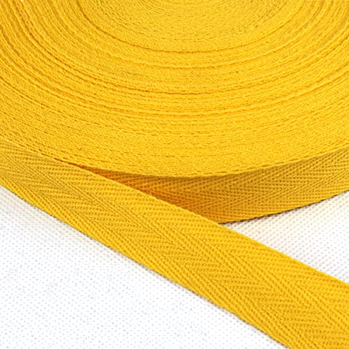 Baumwolle Schrägband,25 Yards x 10mm Einfassband Köperband Nahtband Baumwollband Textilband Fischgrätenband Köperband Wimpelband Twillband Webbing Band für Schneidern DIY-Nähen Basteln,Gelb von Duories